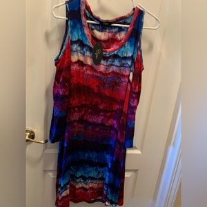 Cupio” NWT cold shoulder tie dyed dress.  Sz XL. NWT